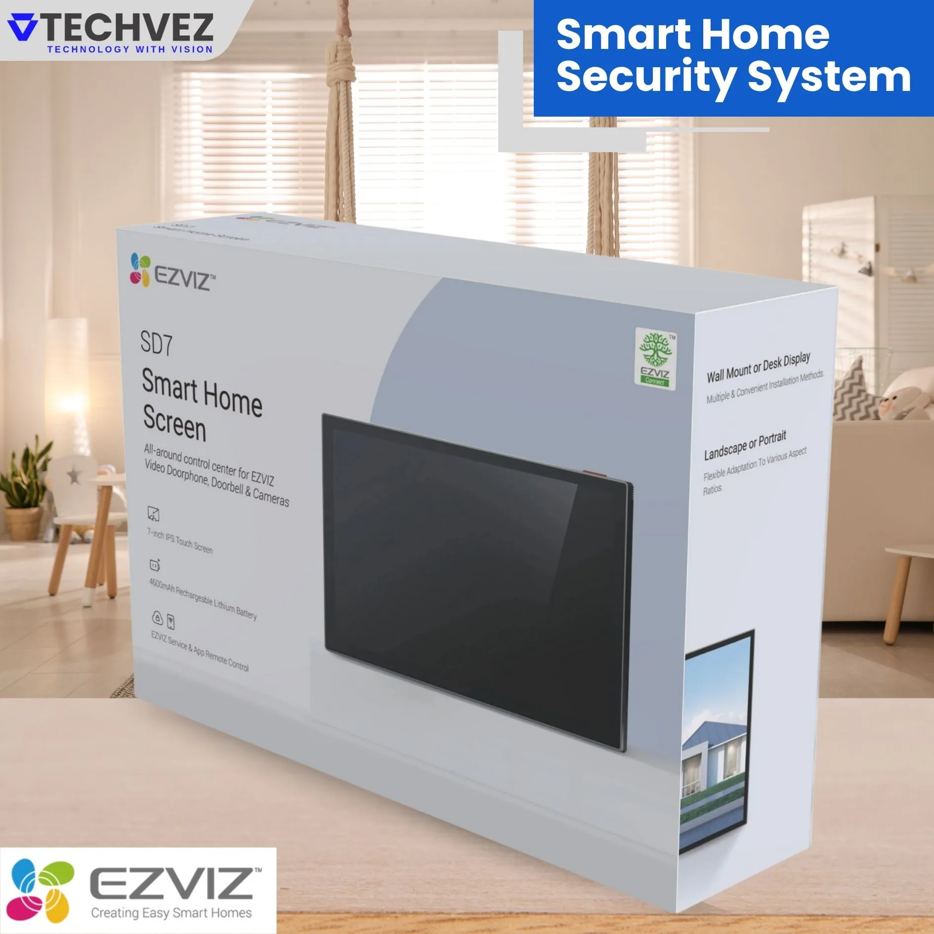 EZVIZ SD7 7 Inch Smart WiFi Touch Screen | Smart Security - Image 4