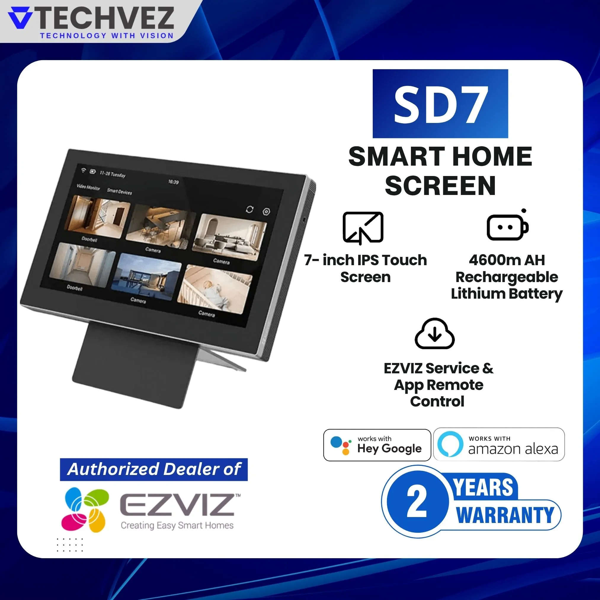 EZVIZ SD7 7 Inch Smart WiFi Touch Screen | Smart Security - Image 2